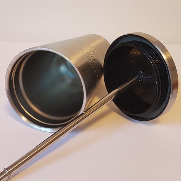 Starbucks Stainless Tumbler Straw Screw Top Lid Metal Cold Drink Traveler Mug - Picture 10 of 14